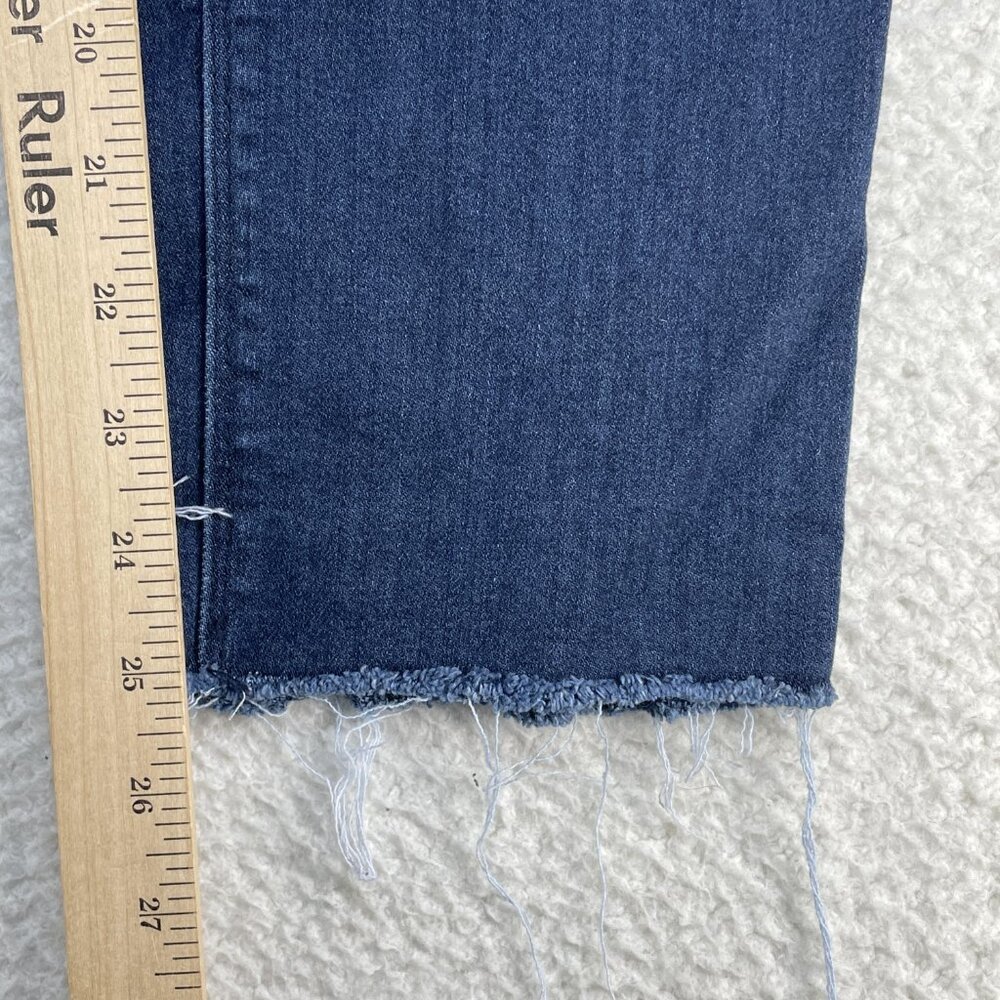 Democracy Jeans Womens 4 Blue Slim Straight Flood Leg Embroidered Low Rise 25x25 - Picture 7 of 13
